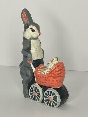 Vaillancourt Folk Art Pink Baby Carriage 9819 Chalkware Rare Vintage